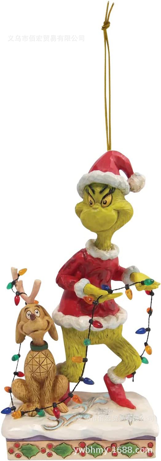 Adorno navideño de monstruo peludo verde nuevo de 2023, adorno de dibujos animados para árbol de Navidad, decoración navideña para el hogar, coche y vehículo.