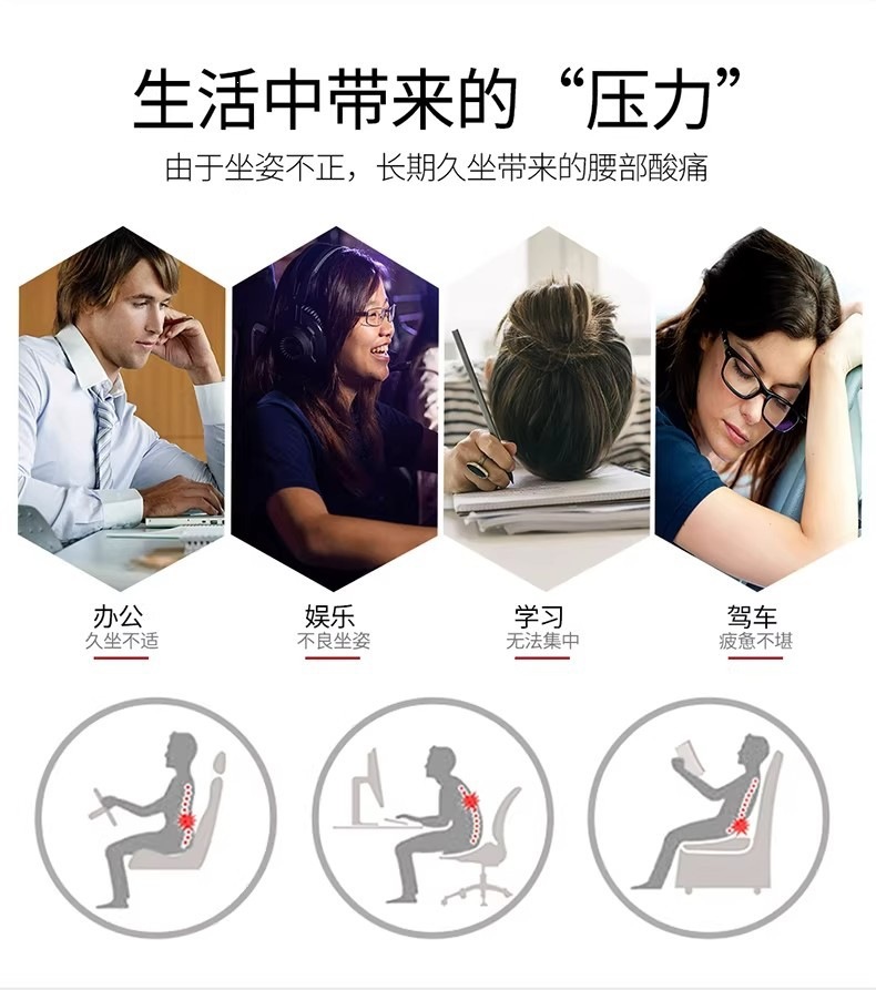 Car Lumbar Support Cushion for Office Seats, Breathable Backrest Cushion for Summer Use