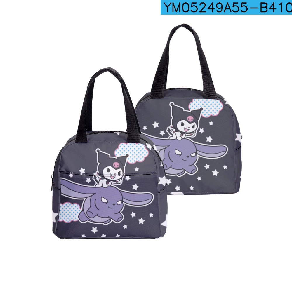 Lunch bag (Kuromi) — hand‑carry school lunch tote, zip closure, lightweight 0.15 kg