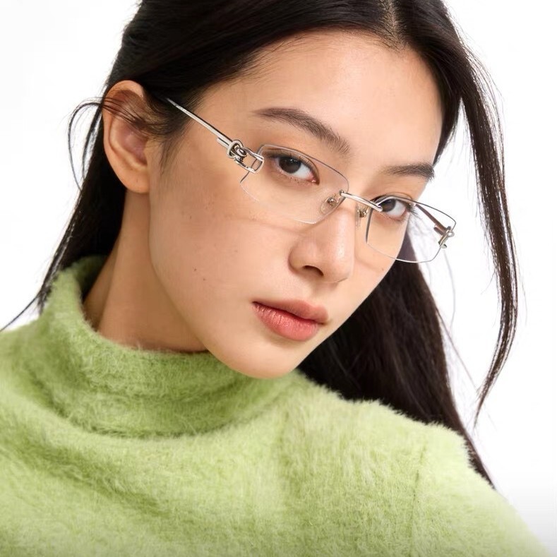 26 Years of New Model Gm Pure Titanium Rimless Glasses Gamot with High Intelligence and Coolness, Rope Knot Design, Square Shape, Suitable for Nearsightedness 0671