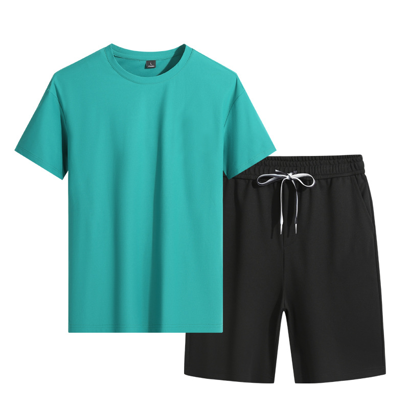 22年新款夏季男士短袖T恤 休闲运动套装宽松型短裤跑步健身速干服