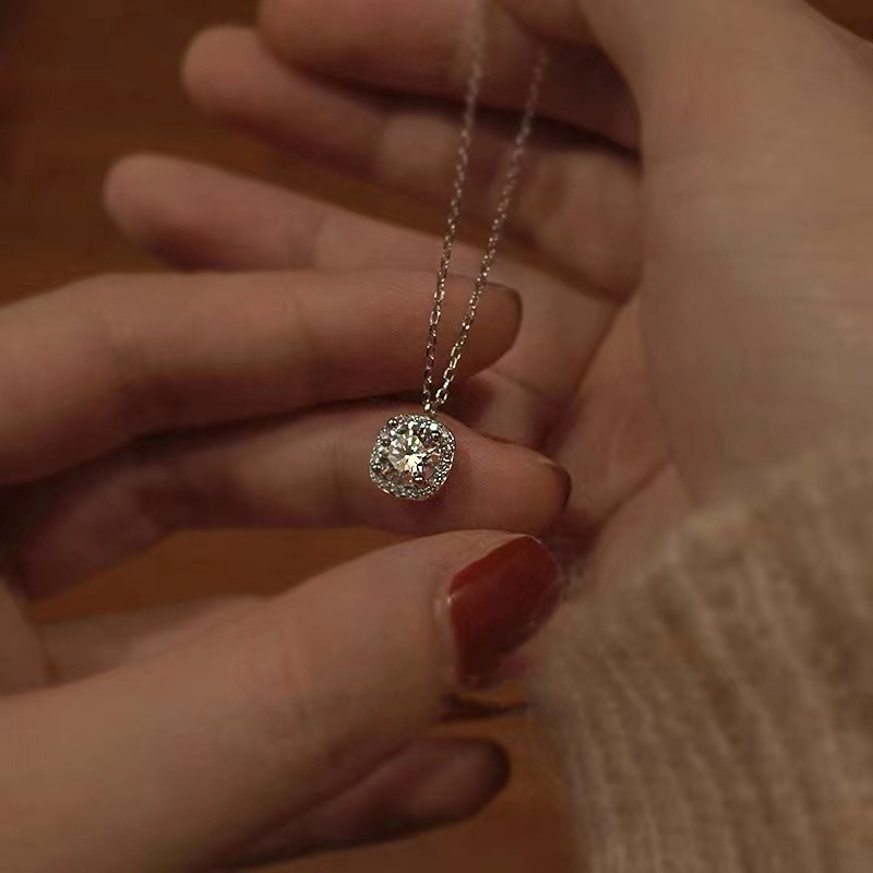 S925 Sterling Silver Gold Plated Square Diamond Necklace For Women_voghion.com