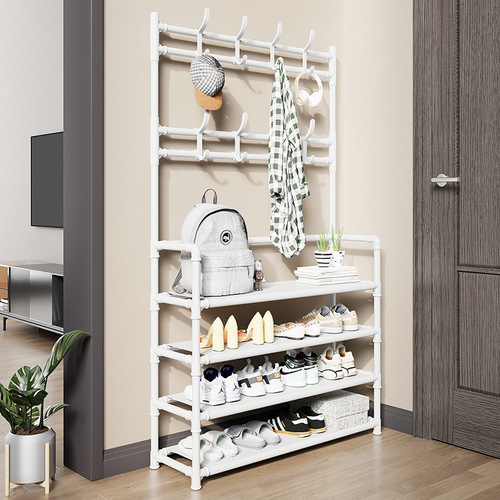 Kedi Simple Wall-Mounted Hanger and Shoe Rack Combo Home Hanger and Shoe Rack for Bedroom and Living Room