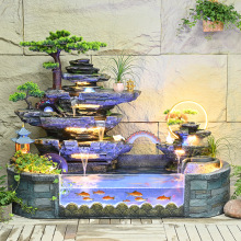 跨境新简约大型假山鱼缸落地流水摆件水幕墙屏风装饰开业招财景观