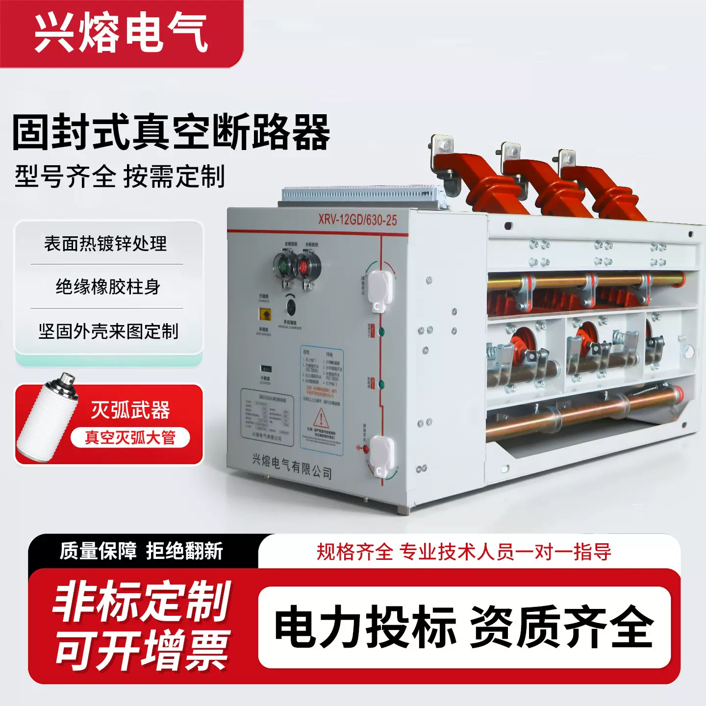 固封式组合式真空断路器户内高压三工位真空断路器中置式XRV-12GD