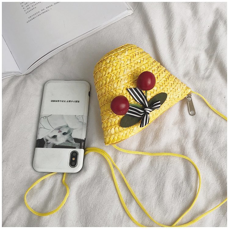 Fabrik Großhandel neue süße Kirsche Stroh Tasche Geldbörse Sommer Crossbody Stroh Tasche gewebte Tasche Urlaub Strandtasche_voghion.com