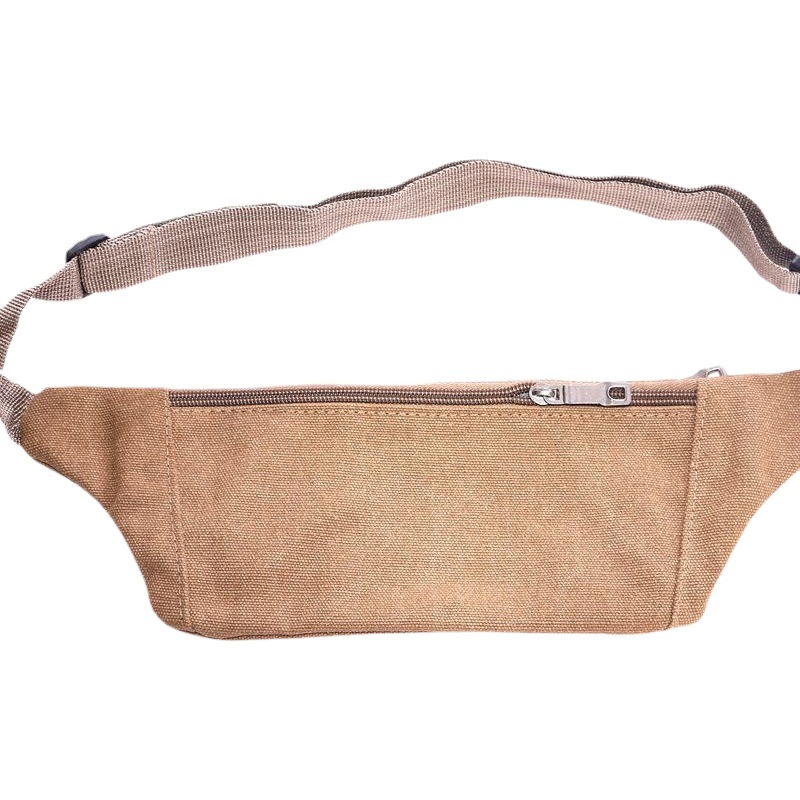 New Hot Sale Ultra-thin Washed Canvas Waist Bag Outdoor Sports Waist Bag Personal Anti-theft Mobile Phone Bag Unisex