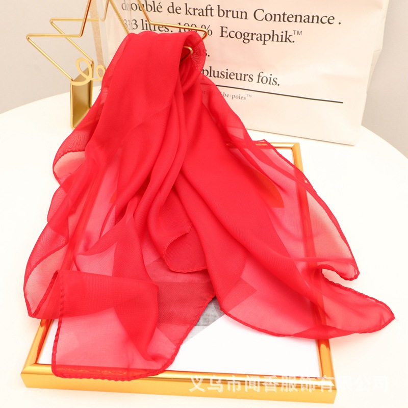 Pure color chiffon large scarf 90cm event dance silk scarf classmate…