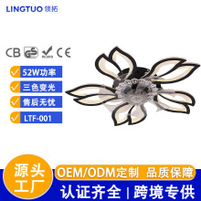 2025新款跨境風扇裝飾燈卧室現代簡約客廳家用吸頂電扇燈領拓出口