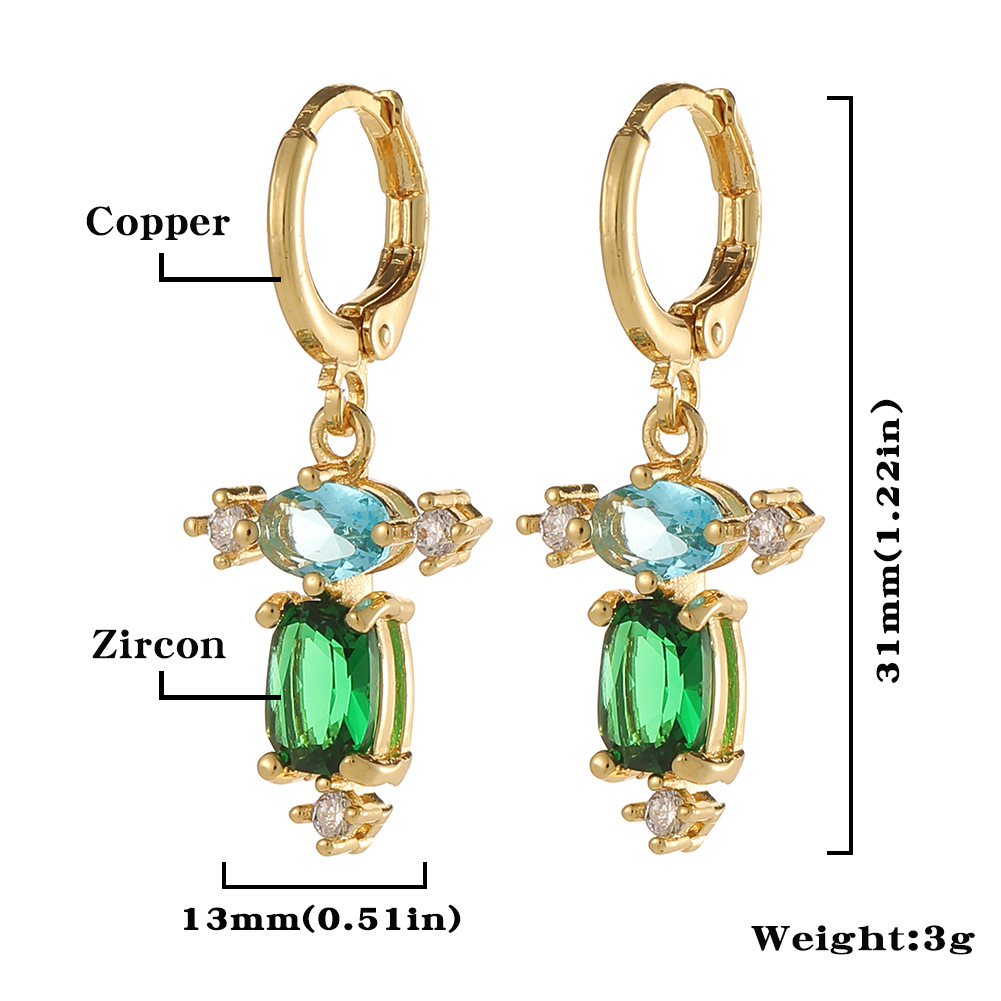 Fashion Devil's Eye Moon Fish Bone Copper Drop Earrings Inlay Zircon Copper Earrings display picture 4