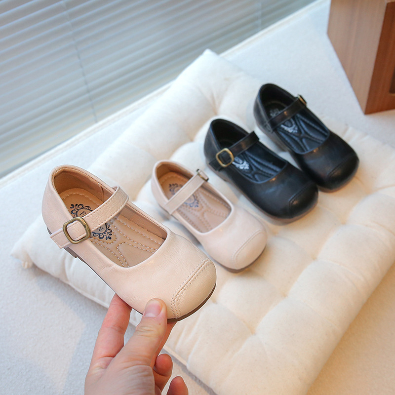 Zapatos de cuero para niñas, primavera y otoño 2026, nuevos zapatos de princesa elegantes para niñas, mocasines de suela blanda, zapatos Mary Jane.