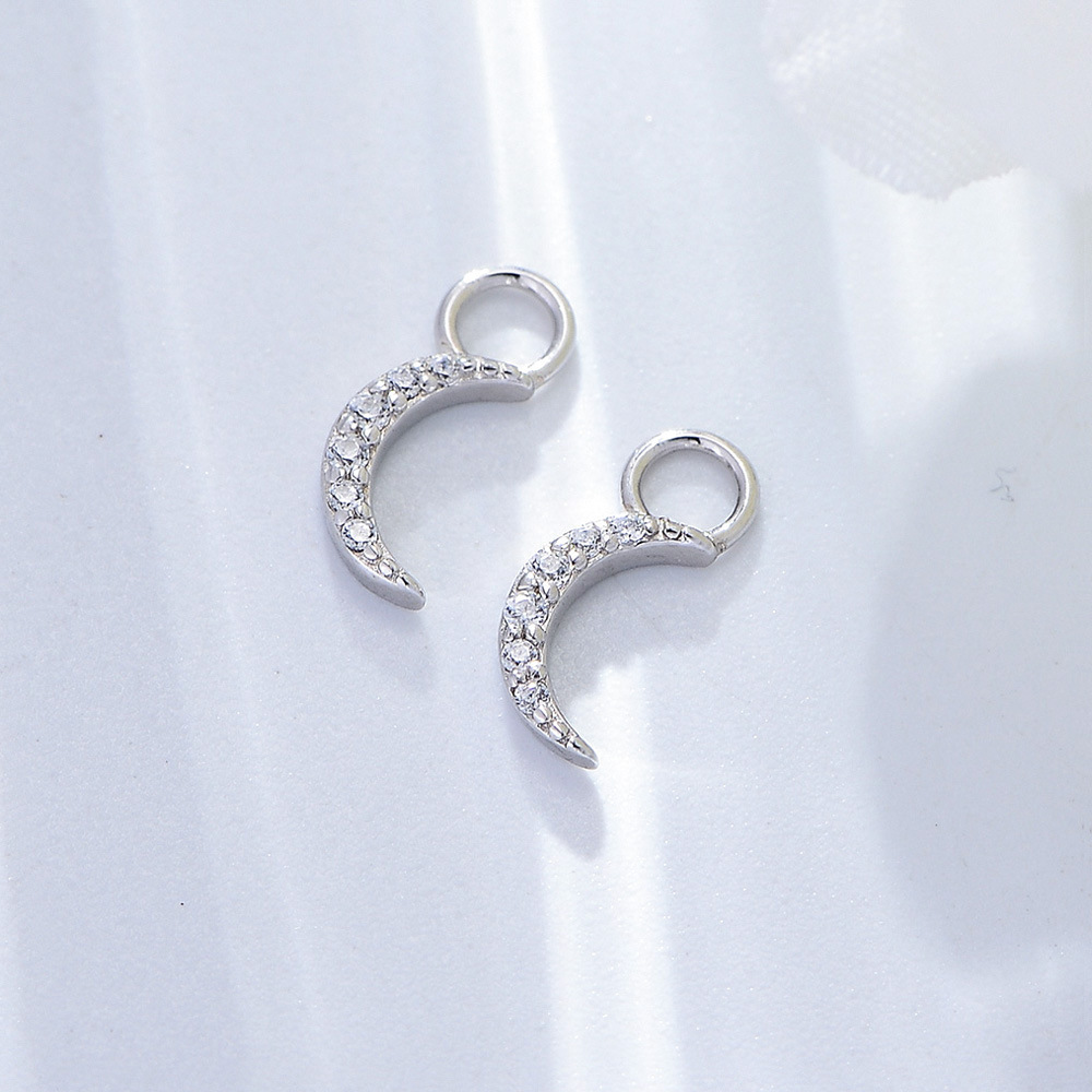 Rhinestones Inlay Material Earrings Classification 1 Pair Quantity Daily Occasion 925 Sterling Silver Material 1 Pair 925 Sterling Silver Rhinestones Moon Earrings