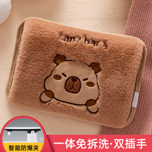 2025热水袋充电式防爆暖水袋国标卡通毛绒可爱暖手宝暖手袋暖宝宝