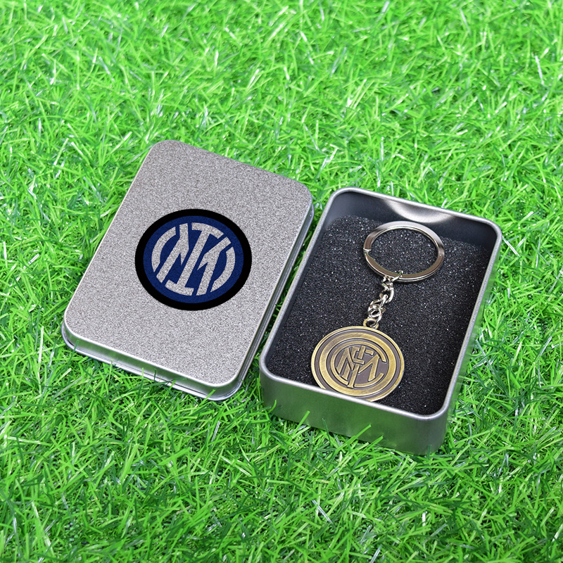 Club de fútbol insignia llavero Barcelona Real Madrid Manchester United AC Milan equipo militar tarjeta caja regalo