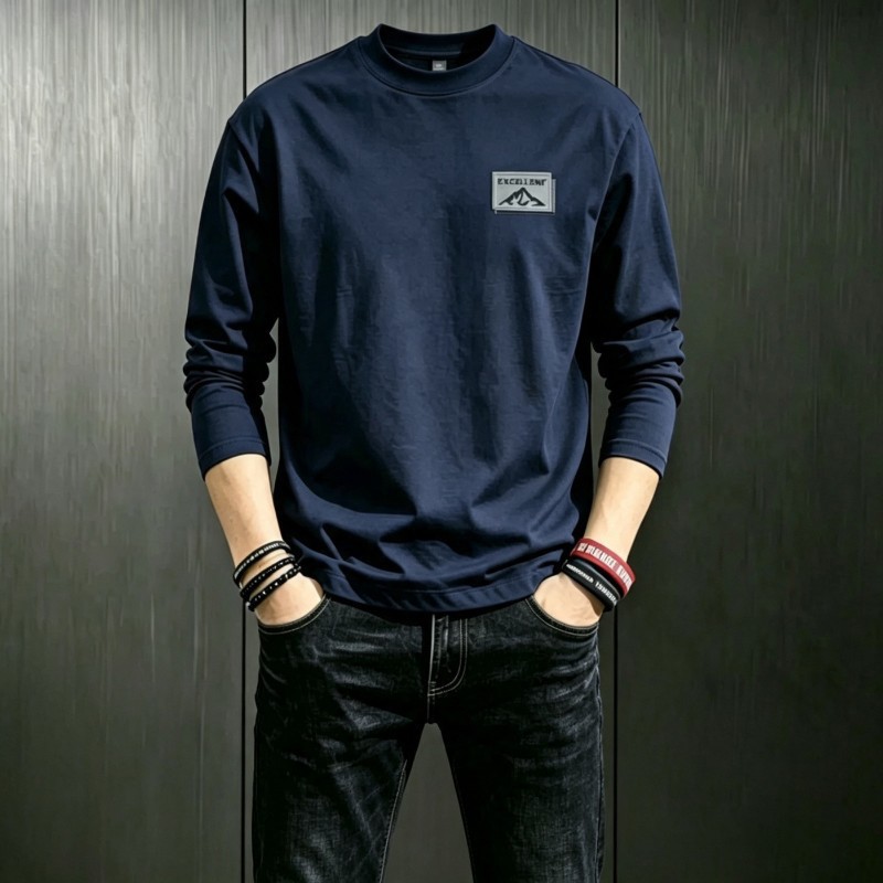 2026 봄가을 신상 남성 긴팔 티셔츠 루즈핏 라운드넥 얇은 맨투맨 데일리 캐