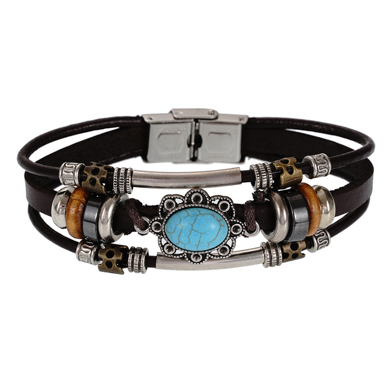 Universal turquoise woven bracelet stainless steel