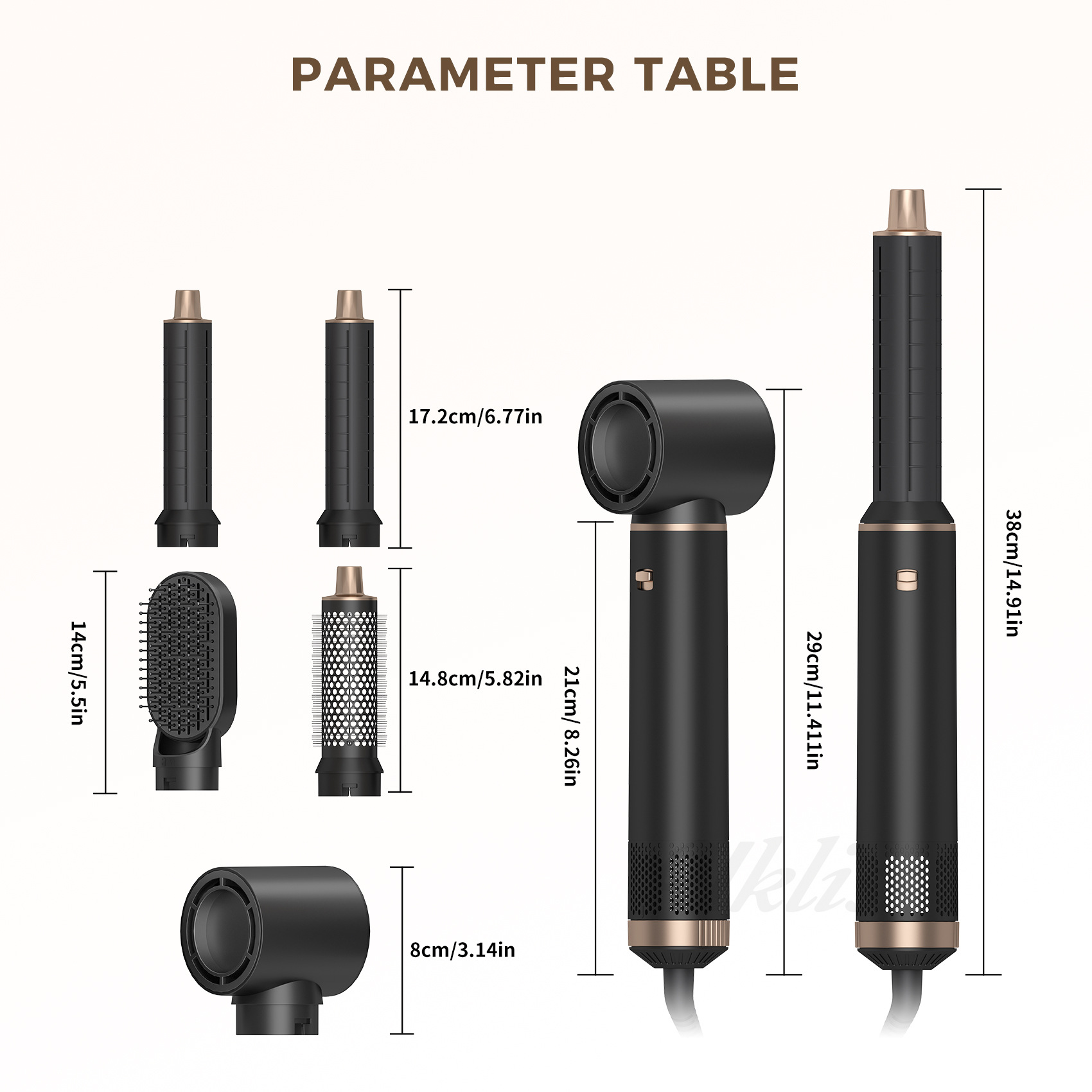 5-in-1 Warmluftbürste Haartrockner Zum Glätten Und Locken Stylen_voghion.com