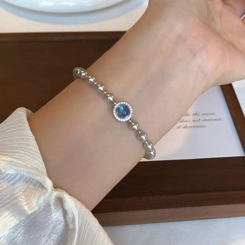 Delicate Silver Bead Necklace for Women, 2024 New Arrival, High-End, Light Luxury, Unique, Exquisite Stackable Bracelet Accessory