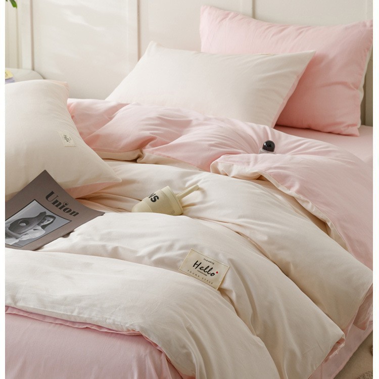 Algodón de cuatro piezas, ropa de cama de algodón lavable, ropa de cama