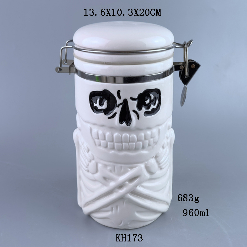 Transfronterizo europeo Halloween 3D en relieve cerámico sellado tarjeta de galletas negro gran tarjeta de cráneo de dibujos animados tarjeta de almacenamiento