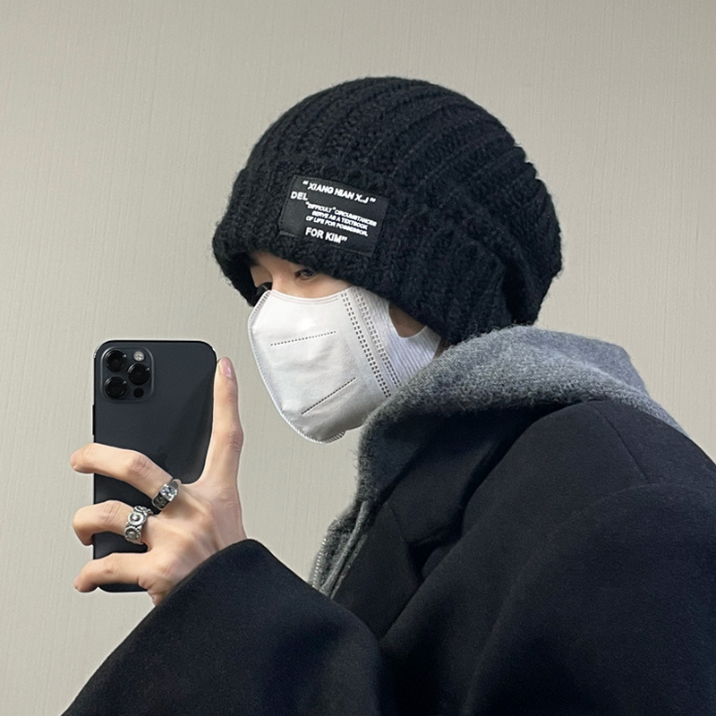 帽子の男性の冬の大きい頭の周りのニットの帽子の男性の保温の毛糸の帽子の潮の冬の山の帽子の男性の冷たい帽子の綿の帽子