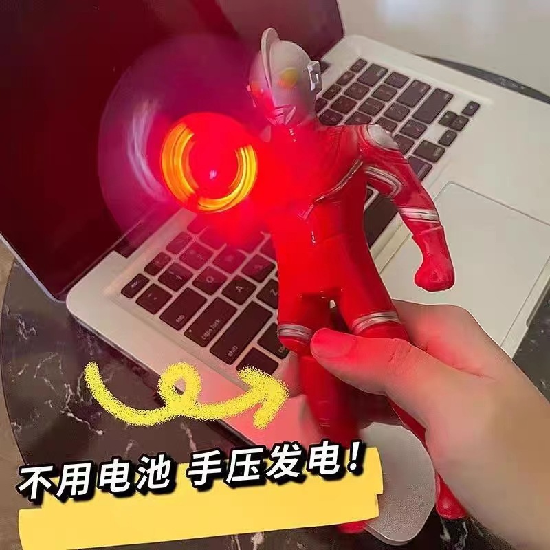 网红奥特曼发光手持风扇 便携迷你手压卡通风扇儿童礼物 礼品玩
