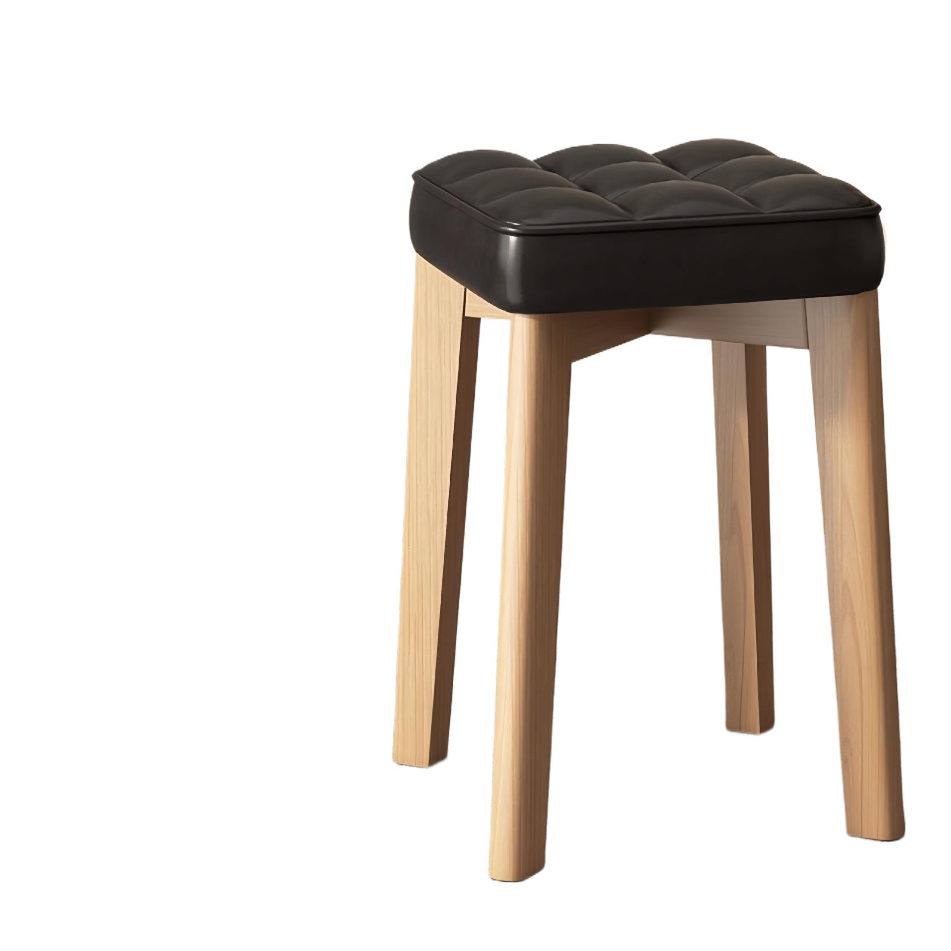 Solid Wood Soft Stool Modern Simple Home Dining Table Chair Living Room Small Bench Stackable Simple Dining Chair Square Stool