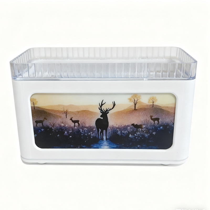 跨境新款仿真3d壁炉麋鹿香薰机家用桌面精油香氛机七彩火焰喷雾机|undefined
