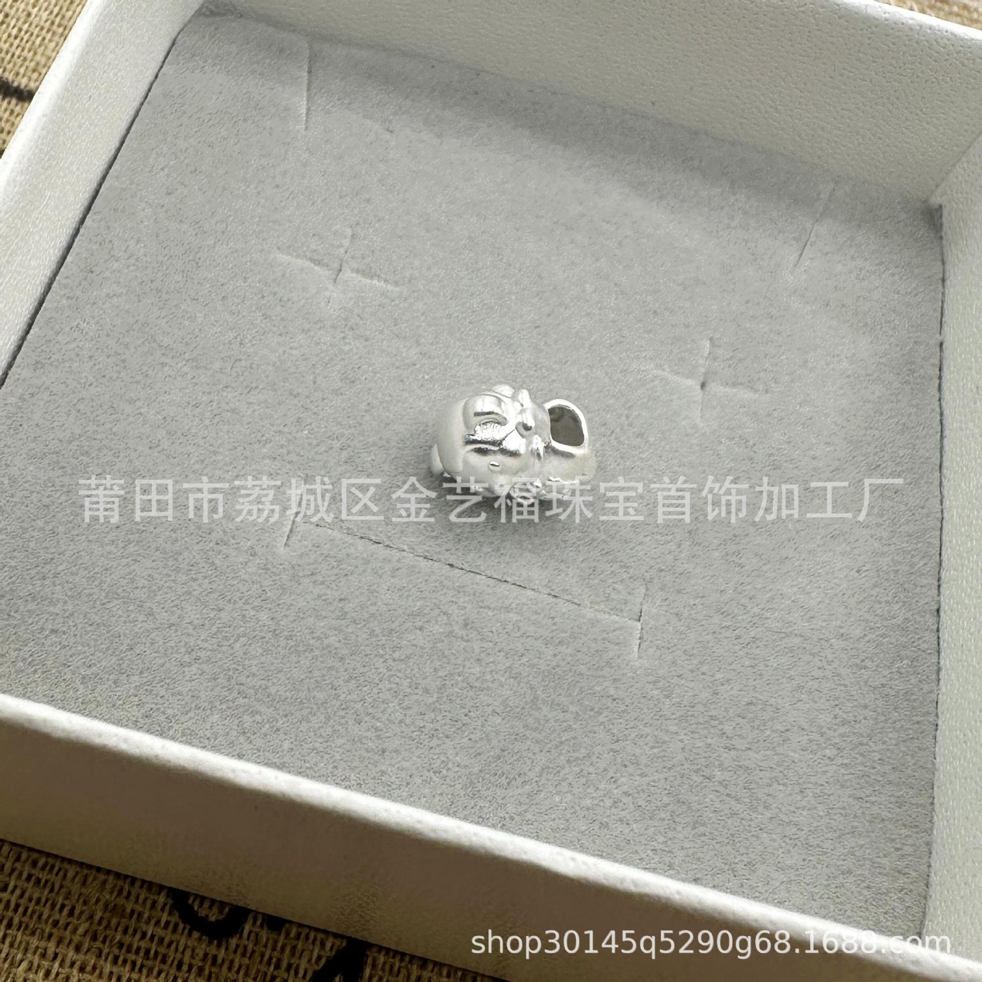 S999 Twelve Zodiac Sign Bracelet Spacer Beads Accessories DIY Braided String Bead Bracelet Pure Silver Material Accessories Rabbit Hair Crystal