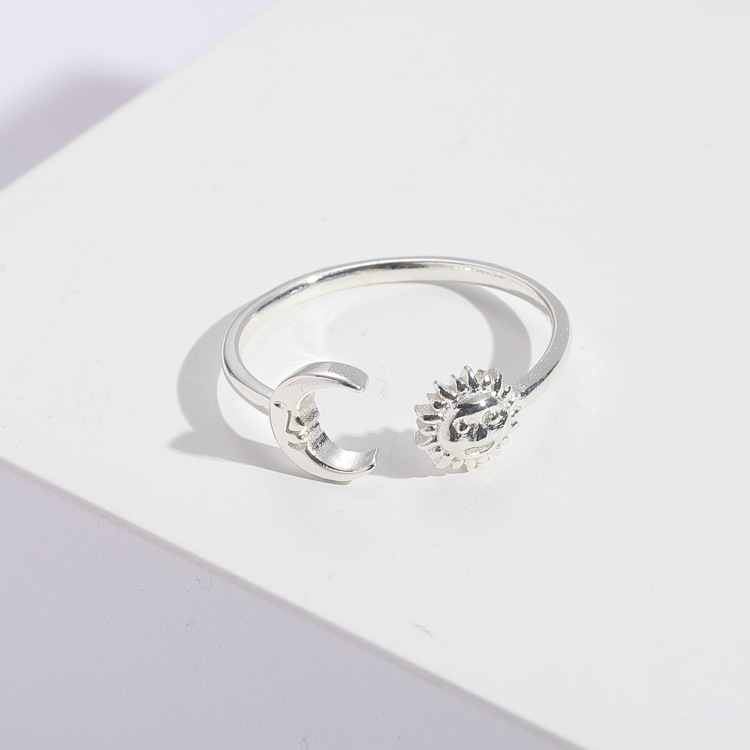 Sun Moon Open Ring Men and Women Couple Adjustable Copper Ring