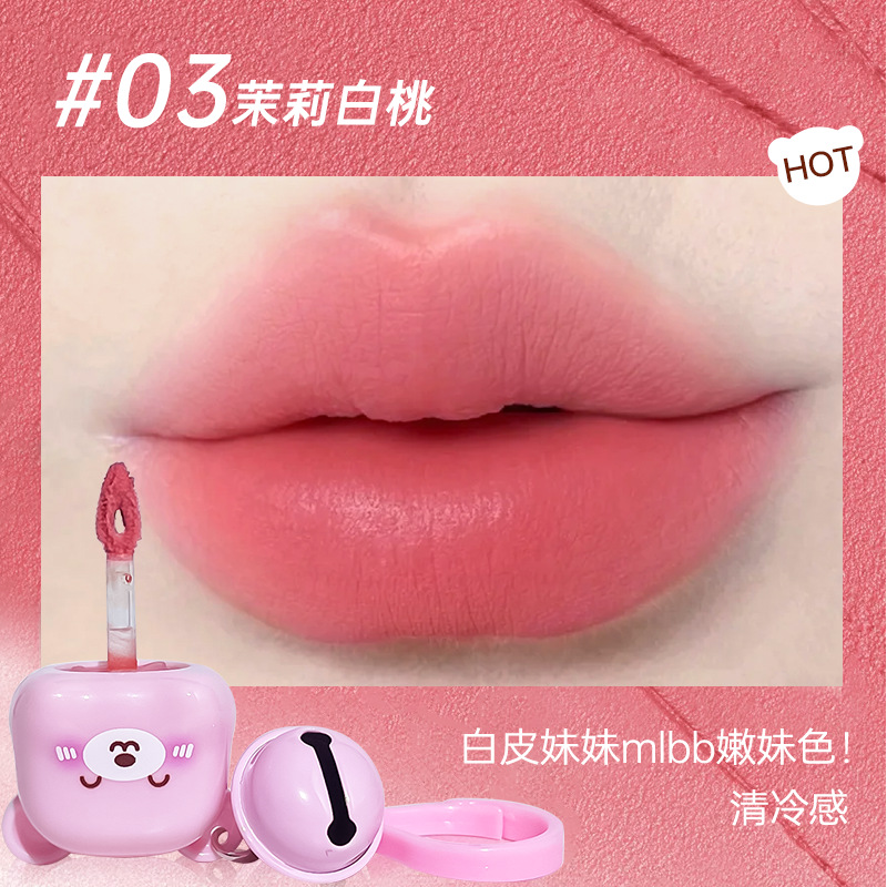 JOJO DIARY Sweet Heart Bear Lipstick Matte Niebla Velvet Blanking No Touch Cup Colgante Cross-Border Beauty Girl