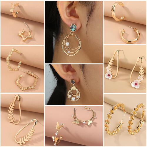 Metal retro earrings, high-end exaggerated personality, irregular large circles, European and American fashion earrings, ins internet celebrity