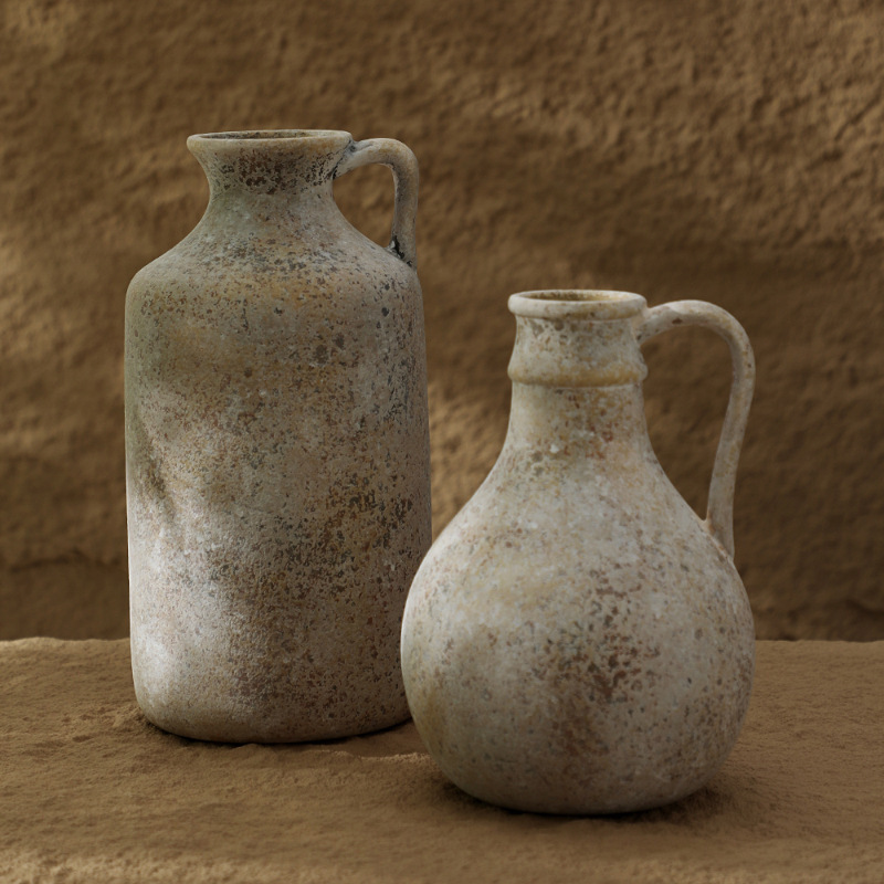 Stoneware Hand-Painted Shales Rough Effect Entrance Table Desktop Window Sill Decorative Flower Vase Retro