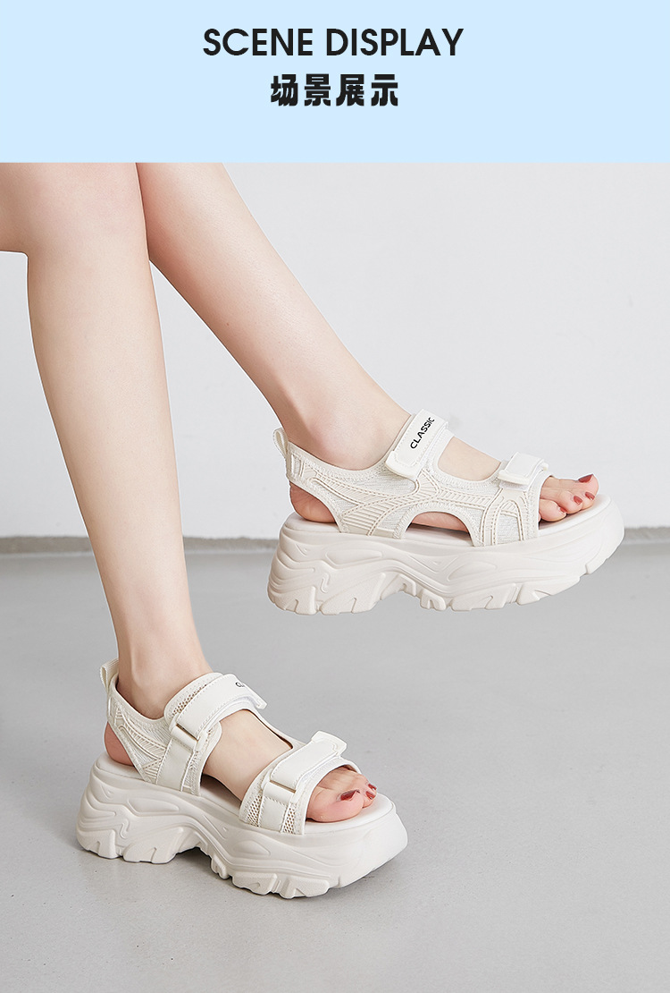 Dép sandal thể thao nữ đế dày quai chữ V dán — G750 màu đen chi tiết 12