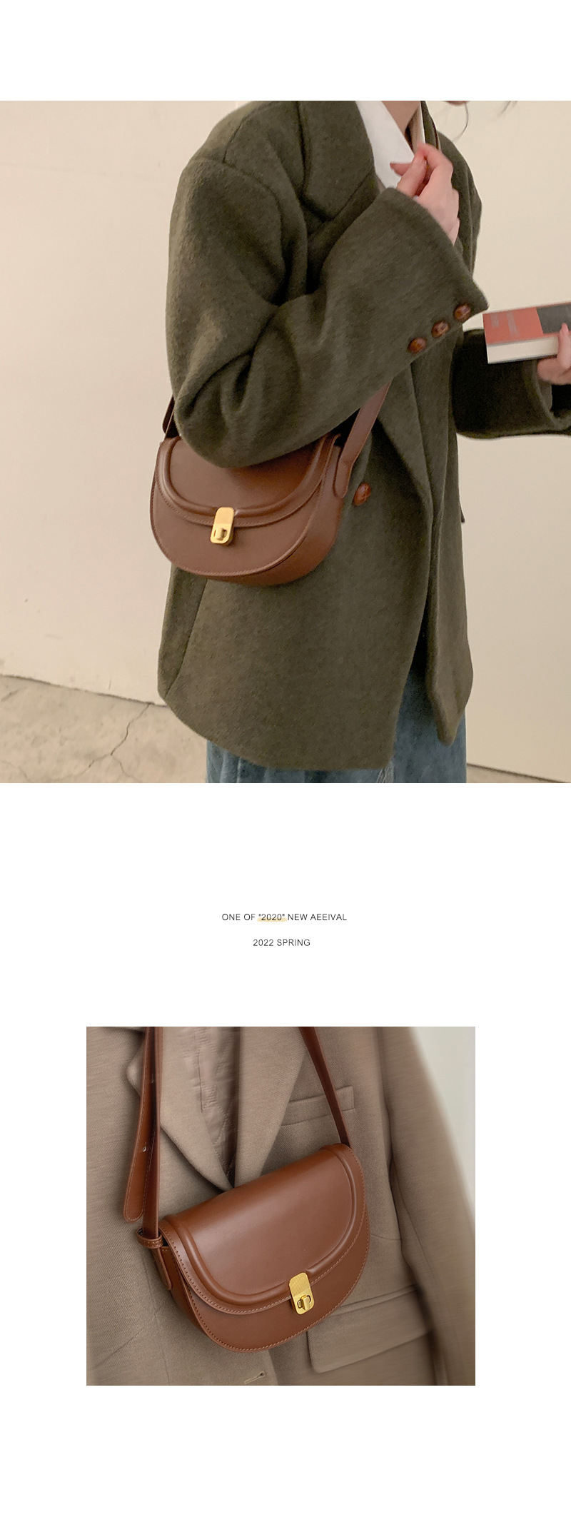 Retro Saddle Crossbody Bag For Women Textured Shoulder Handbag_voghion.com