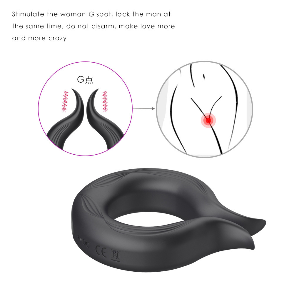 Rechargeable Vibrating Prostate Massager with Locking Ring, Silicone, Black — detail image 7