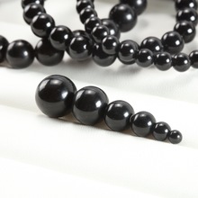 4-14mm仿黑曜石乌黑玻璃孔珠diy手串项链手机链流苏隔珠饰品配件