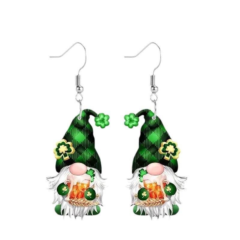 Orecchini pendenti natalizi con gnomo in acrilico per donna_voghion.com