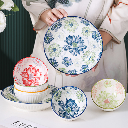 Cross-border creative Japanese-style ceramic tableware set with bowls, chopsticks, and plates, gift box set, opening gift for real estate company, handy gift