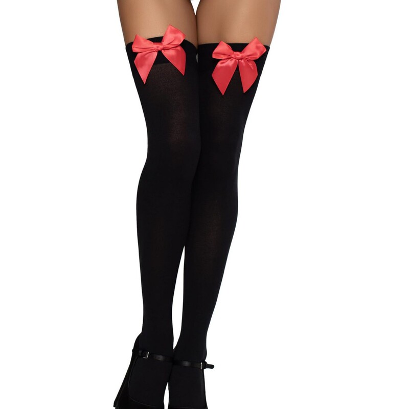 Women's Matte Bow Decorated Over-The-Knee Socks Bavarian Style Holiday Dress High-Density Nylon Stockings