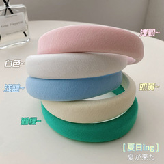 Korean cream candy color summer high forehead hair bun sponge headband Instagram hair accessory hair clip face washing hair tie