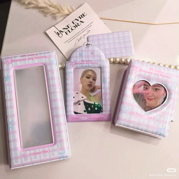 Wholesale supply of original ins wind spring powder blue plaid series card card set single palace card book life four