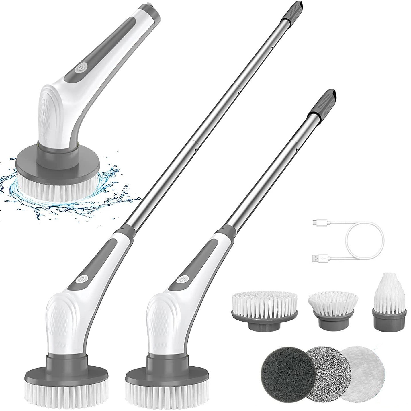 Cepillo de limpieza eléctrico multifuncional GH1002, cocina doméstica, baño, longitud de vidrio, cepillo de limpieza de doble uso