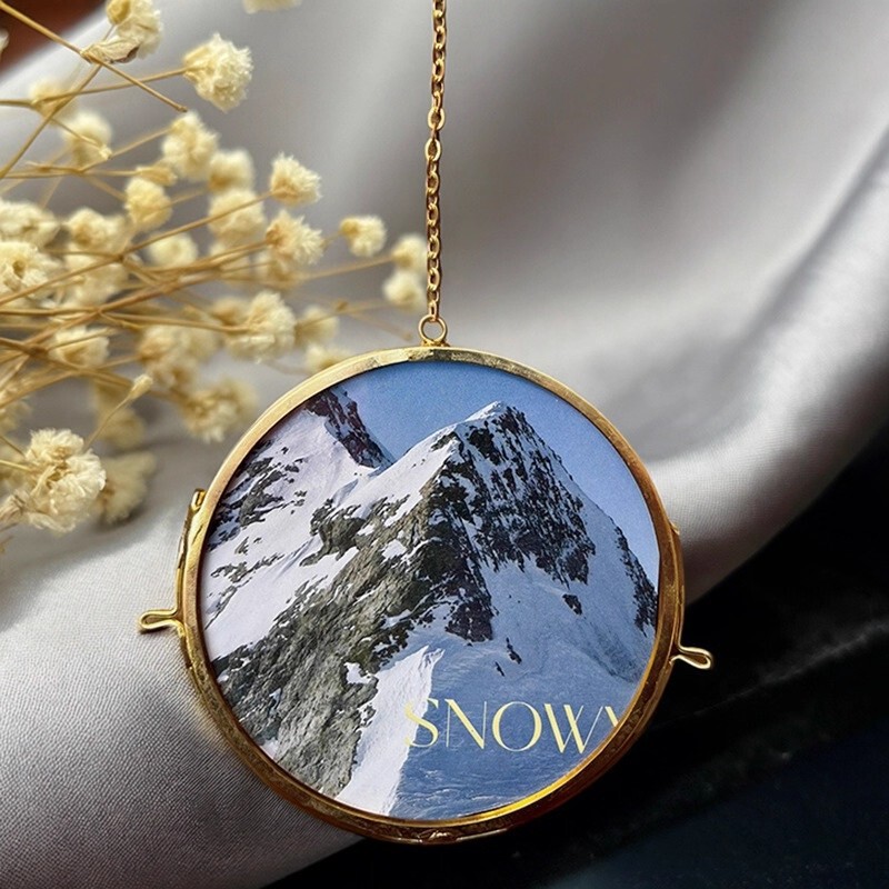 Hexagonal Glass Photo Frame Hanging Wall Specimen Frame Copper Edge Simple Transparent Photo Frame Old Photo Clip Metal Photo Wall