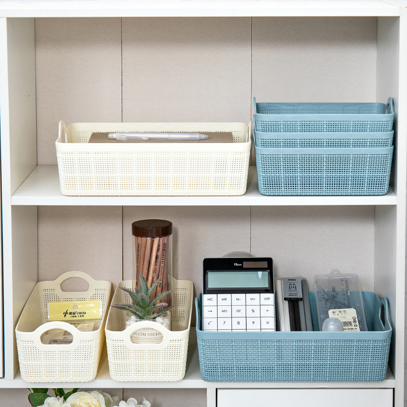 Household Plastic Burlap-Patterned Storage Basket for Living Room, Bedroom, Wardrobe, Japanese-Style Simple Miscellaneous Storage Basket Household Plastic Burlap-Patterned Storage Basket for Living Room, Bedroom, Wardrobe, Japanese-Style Simple Miscellaneous Storage Basket