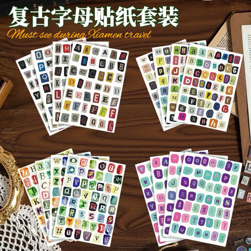 Cross-Border English Alphanumeric Symbol Label Stickers for Student Notebooks and Diaries, Basic Collage Decorative Stickers