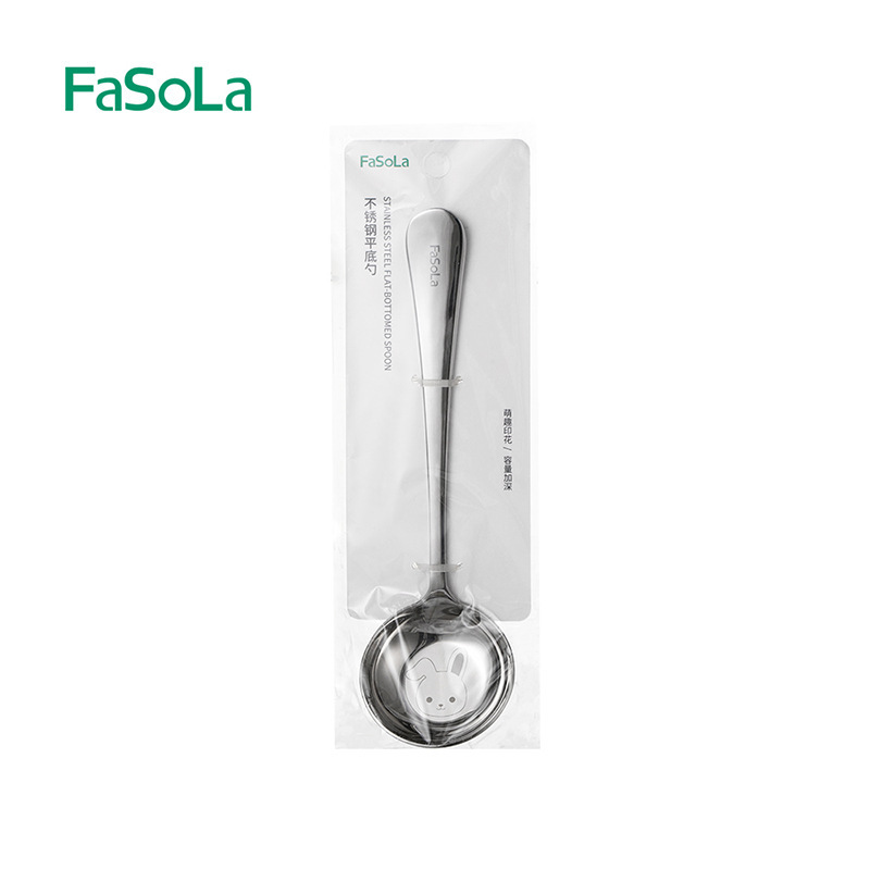 FaSoLa 長柄丸スプーン家庭用高価値スープスプーン食品グレード 316L ステンレス鋼平底スプーン|undefined