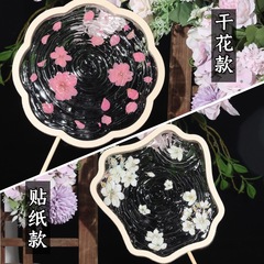 建国記念日と中秋節のギフト、桃の花水扇DIY素材パック、蓮の花水波紋夏扇子、手作りのレジン工芸