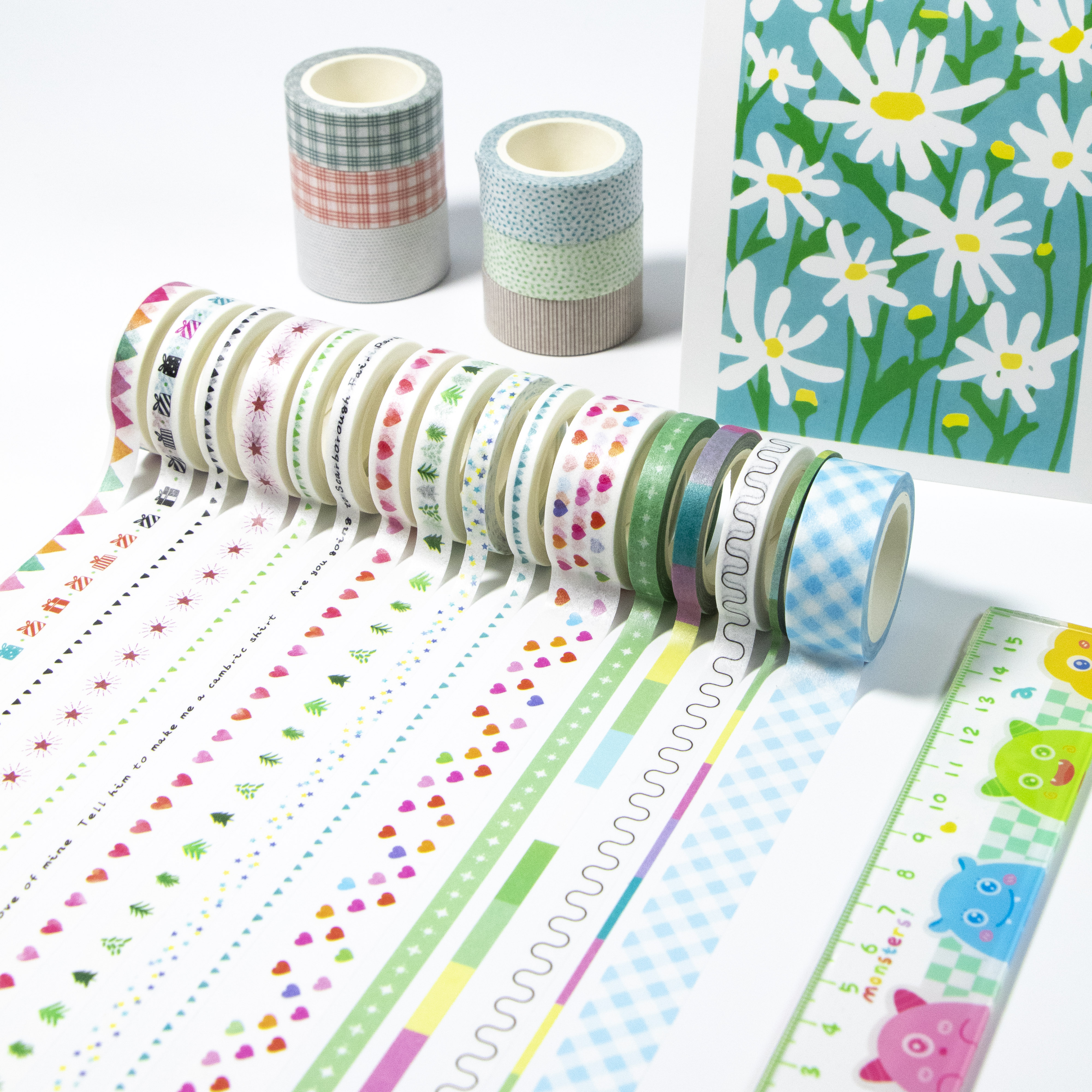 手账基础胶带和纸贴纸条极细拉条素材纸分装不留残胶满工厂批发