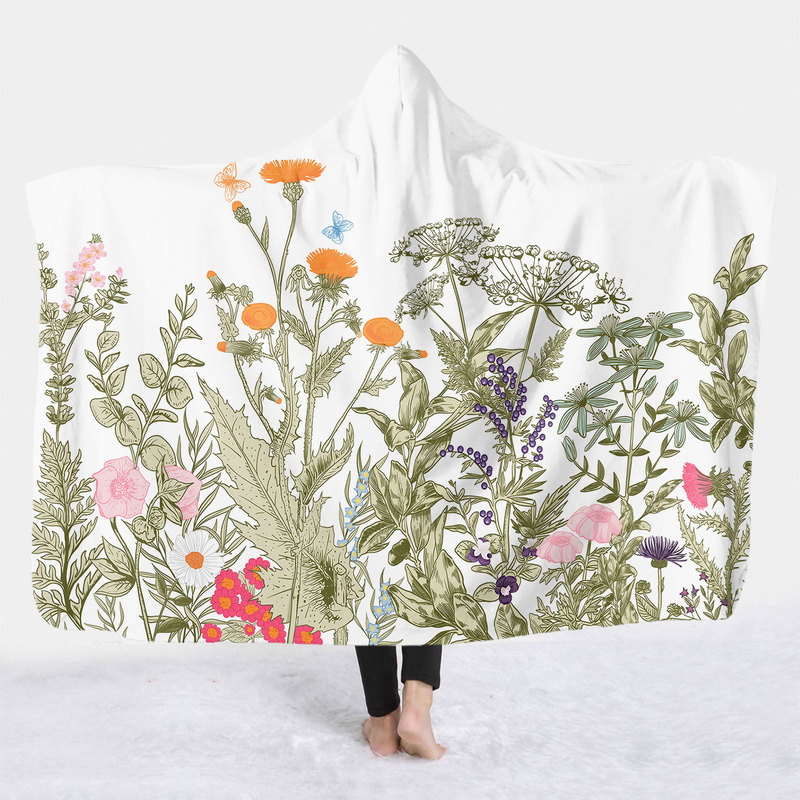 Popular new cross-border exclusive hooded blanket cloak magic hat blanket nap hat blanket 3D digital printing mushroom plant